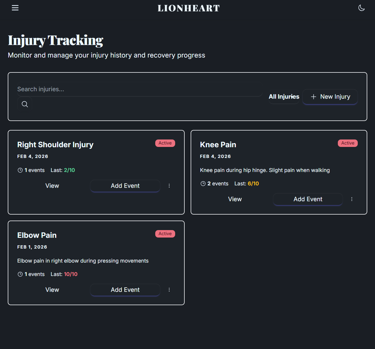 Recovery & Injury Tracking